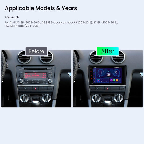 XTRONS 8" Android Car Stereo 4+64GB Radio Player for Audi A3 8P S3 8P RS3 Sportback, Built-in IPS Screen DSP 4G Wireless CarAuto Play GPS Navigation Bluetooth WiFi Cooling System, Optional DAB+