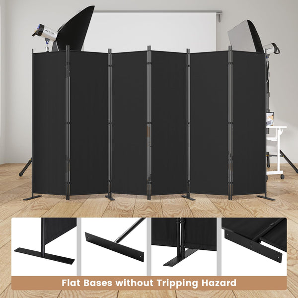 C-Hopetree 6 Panels Room Divider, 180cm Tall Indoor Folding Privacy Screen, Portable Partition Separator, Freestanding Separation Temporary Wall for Office, Bedroom, 304cm W X 180cm H, Black