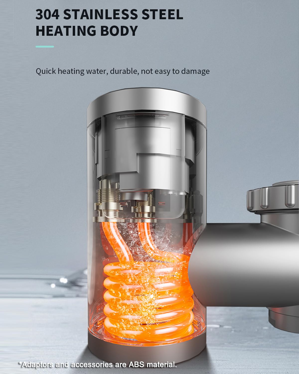 Electric Hot Water Tap for Bathroom, Instant Hot Water Heated Tap for Kitchen, Stainless Steel Water Heater Tap Supply Hot and Cold Water Faucet with Digital Display (Mechanical Spout)