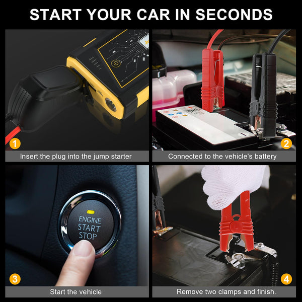 lifBetter 3500A Portable Jump Starter Power Pack, 12V Car Battery Booster Jump Starter Power Pack(Up to 10.0L Petrol and 6.5L Diesel Engines) with LCD Screen, 3 modes LED Flashlight (3500A)