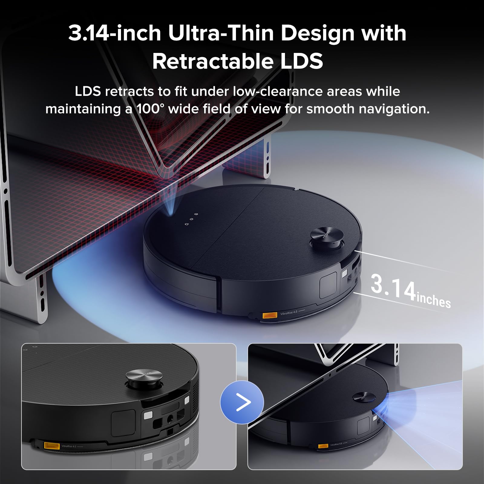 roborock Saros Z70 Robot Vacuum and Mop, OmniGrip Mechanical Arm, AI-Powered, 22,000Pa, 3.14'' Ultra Slim, FlexiArm Riser Technology, AdaptiLift Chassis, Obstacle Avoidance, Multifunctional Dock 4.0