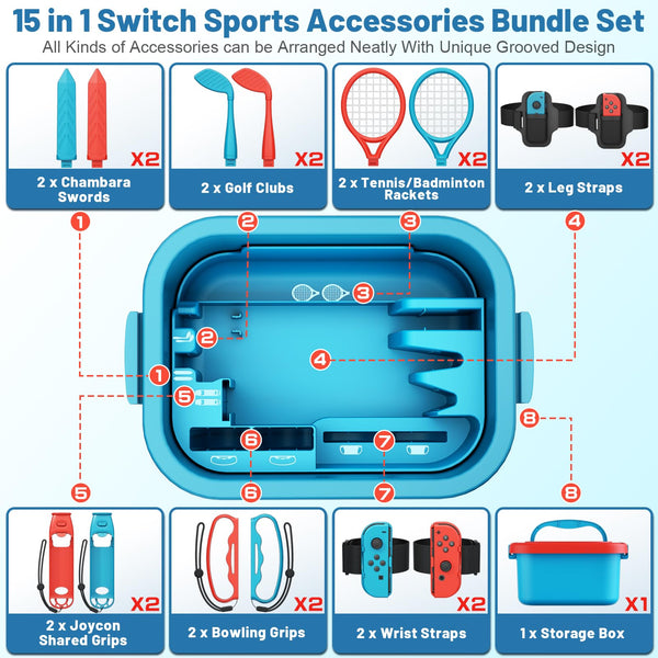 Deruitu Switch Accessories Bundle Compatible with Nintendo Switch, Kit with Carrying Case, Screen Protector, Compact Playstand, Game Case, Joystick Cap, Charging Dock,Steering Wheel