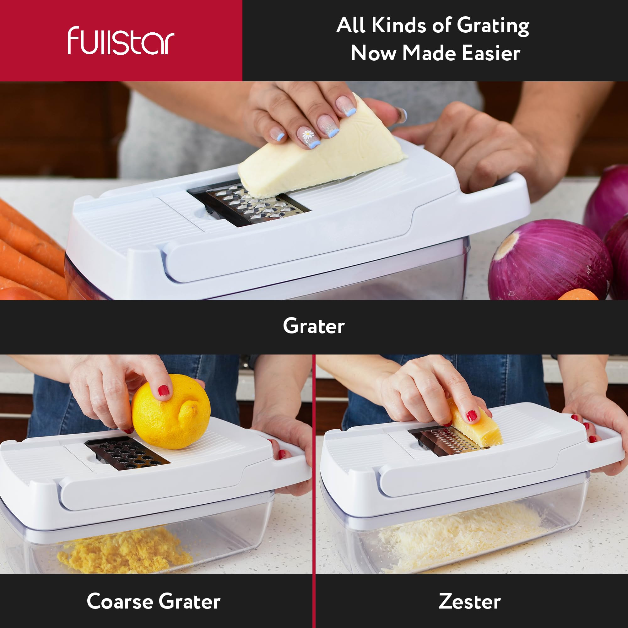 Vegetable Chopper Vegetable Cutter Mandoline Vegetable Slicer - Veggie Onion Salad Food Chopper Manual - Potato Chipper - Veg Chopper and Dicer - Kitchen Tools & Gadgets (6-in-1 Compact White)