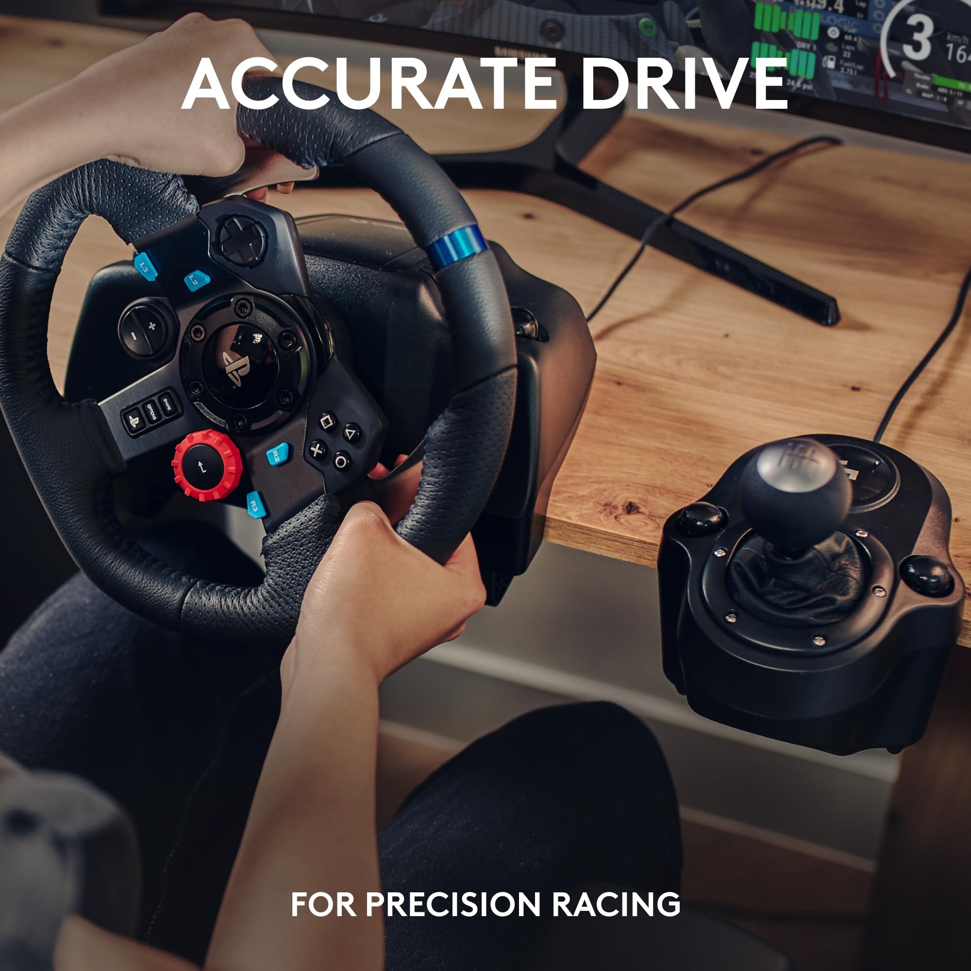 Logitech G29 Driving Force Racing Wheel and Floor Pedals, Real Force Feedback, Stainless Steel Paddle Shifters, Leather Steering Wheel Cover for PS5, PS4, PC, Mac - Black