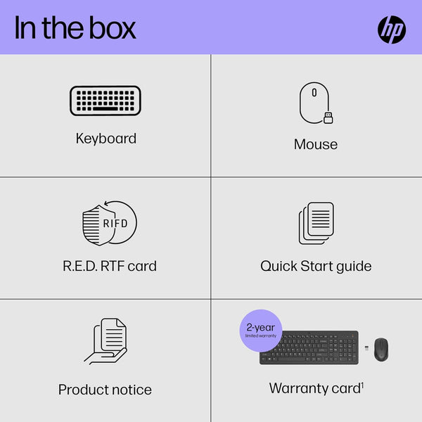 HP 330 Wireless Keyboard and Mouse Combo | 2.4 GHz Wireless Connection with USB Dongle | 12 Function Keys | Ergonomically Designed | 1600 DPI | LED Indicators | Numpad | Black