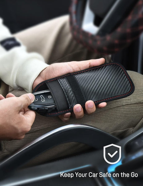 WHonor Faraday Pouch for Car Keys, Keyless Entry Signal Blocker, Anti-Theft RFID Blocking Key Fob Protector for Car Security (2 Pack)