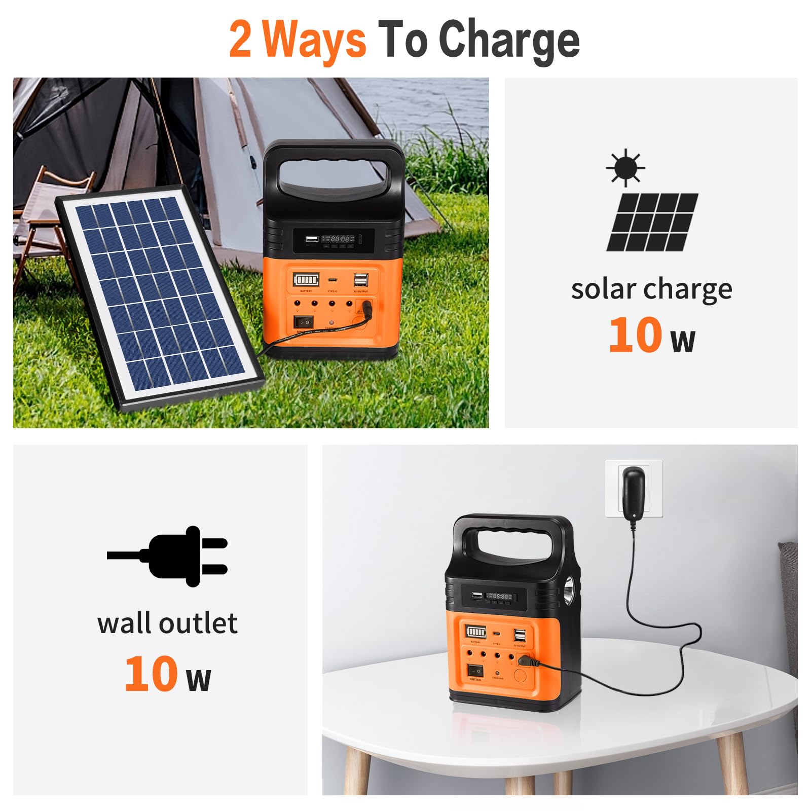 Upgrade-Vclpower 20000mAh DC Power Bank Station with Solar Panels,12V/9V Output Fast Charging Portable Power Station for Home Emergency Outdoor Camping(Green)