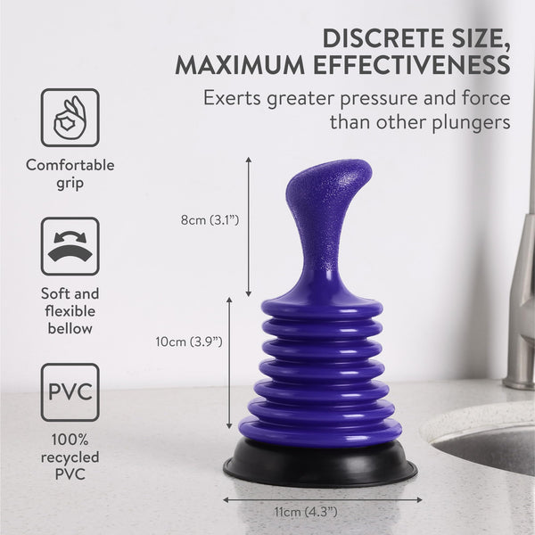 Luigi's Sink Plunger - Drain Plunger Sink Unblocker - Plungers for Unblocking - Drain Plungers for Bathroom Kitchen Bath Shower - Unblock Pump with Accordion Bellows