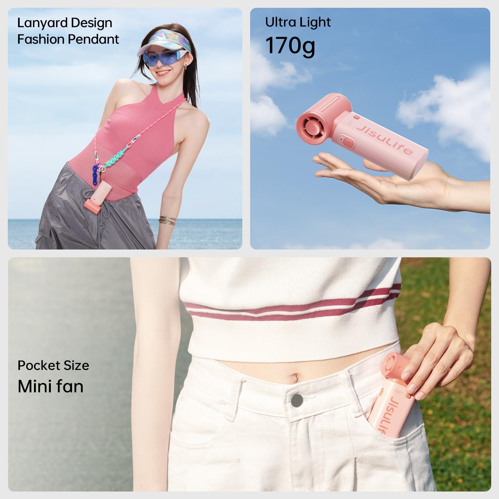 JISULIFE Portable Handheld Fan Life9, Turbo Power High Speed Air [18H Max Cooling Time], 5 Gear Wind, 5000mAh Rechargeable, Mini Pocket Design, Personal Fan for Travel Concerts Camping Makeup - Black