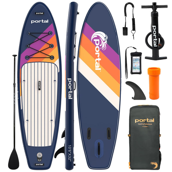 Portal Stand Up Paddle Board, 10'6x33 x6 Inflatable Paddle Boards with SUP Accessories Including Carry Bag, Hand Pump, Paddle, Leash, Fin, Repair Kit, Waterproof Phone Case