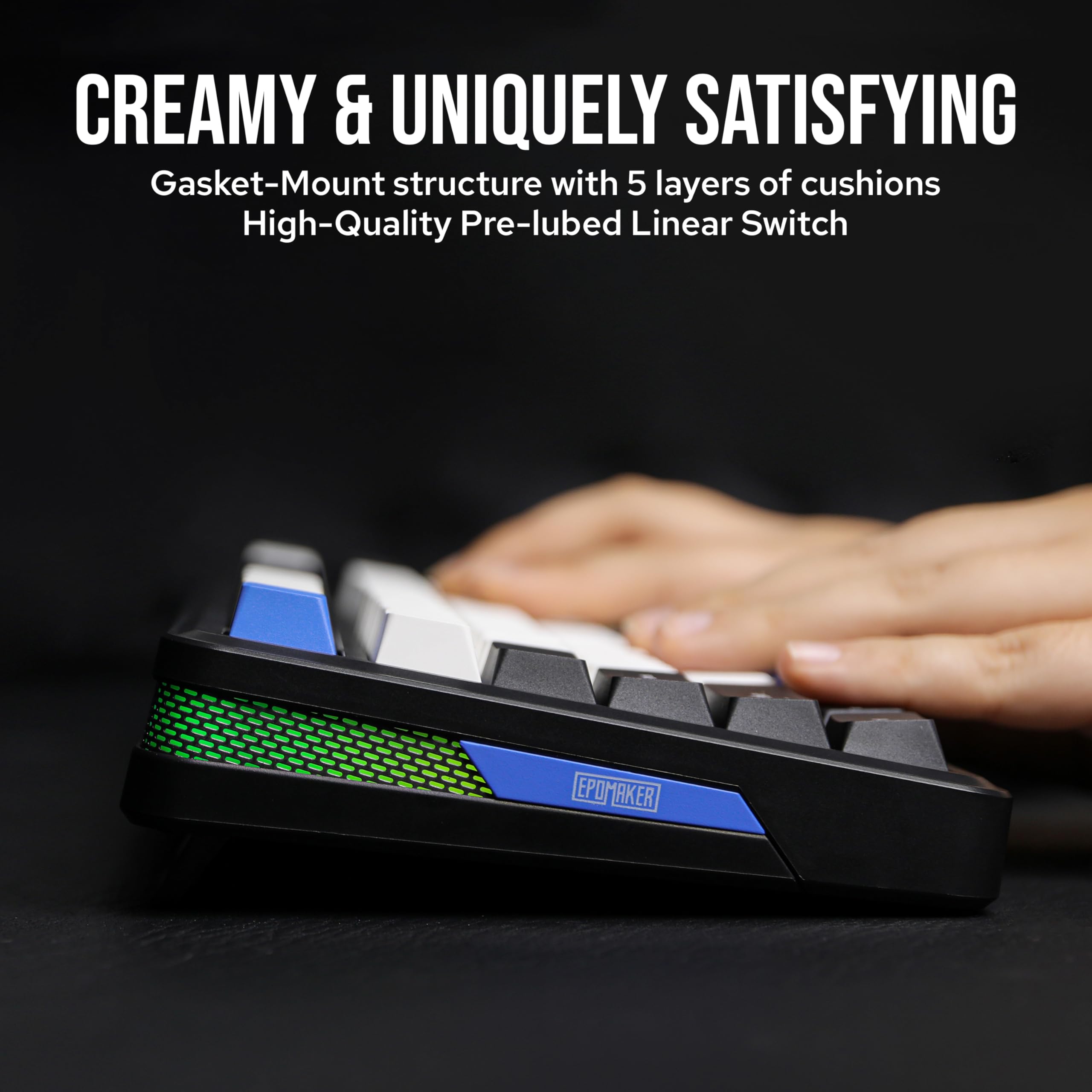 EPOMAKER TH85 QMK/VIA Mechanical Gaming Keyboard, BT/2.4Ghz Wireless, RGB, Hot-Swappable & Programmable Keys in US 75% Layout (Black&White, Creamy Jade Switch)