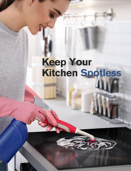 PureSwirlz Electric Cleaning Brush, Battery Operated Power Scrubber with 5 Brush Heads, Stainless Steel Wire Brush, Tile Grout Cleaner Shower Crevice Cleaning Brush for Tile Corner Grout Tight Space