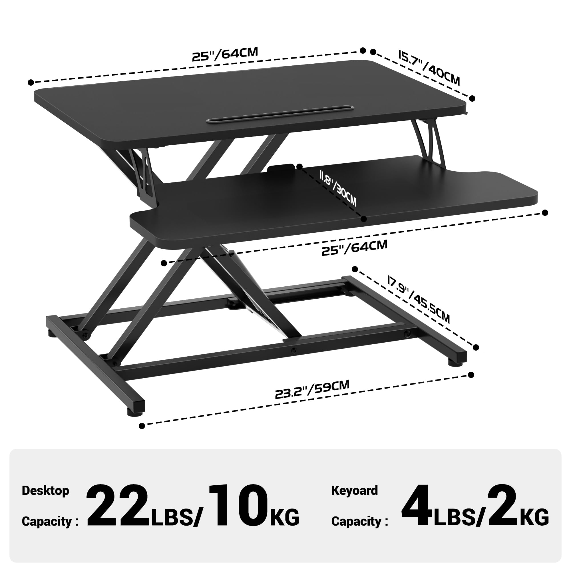 ERGOMAKER Standing Desk Converter, 36"/91cm Wide Height Adjustable Quick Sit to Stand Up Desk Riser for Dual Monitor