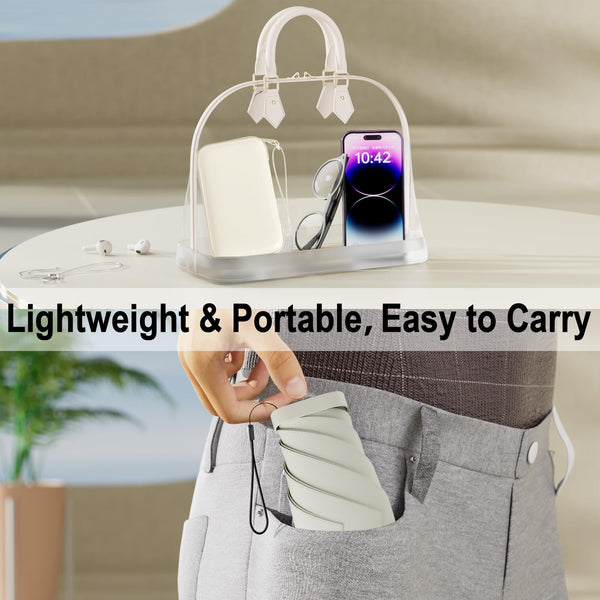 Windproof Mini Travel Folding Umbrella - UPF 50+ Sun & Rain Protection, Small Compact Lightweight Design Fits in Pocket or Bag, Eco-Friendly Fabric Wallet Umbrella for Commuter, Men Women Boys Girls