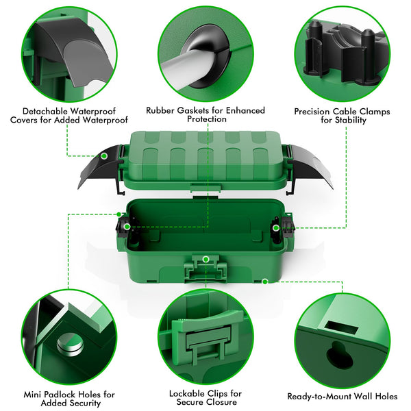 RESTMO Extra Large Waterproof Electrical Box, IP54 Weatherproof Outdoor Outlet Cover, Protect Outlet, Plug, Timer, Power Strip (Not Included), Holiday Light Decoration, 32 x 22 x 13 cm, Black