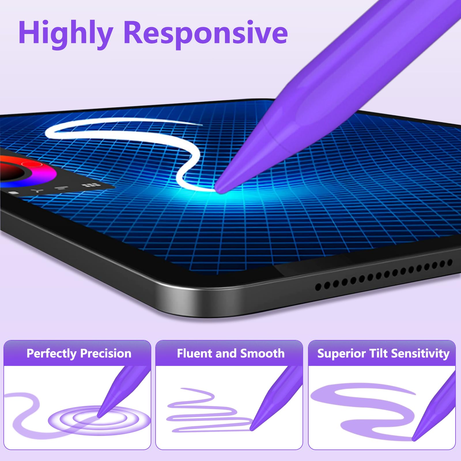 TQQ Pencil Compatible iPad 2018-2025, 2X Faster Charge, Pixel Precision, Tilt Sensitive Stylus Pen for Apple iPad 11/10/9/8/7/6th Gen, Pro 12.9/11/13 Inch M4, Air 3/4/5/M2/M3, Mini 5/6