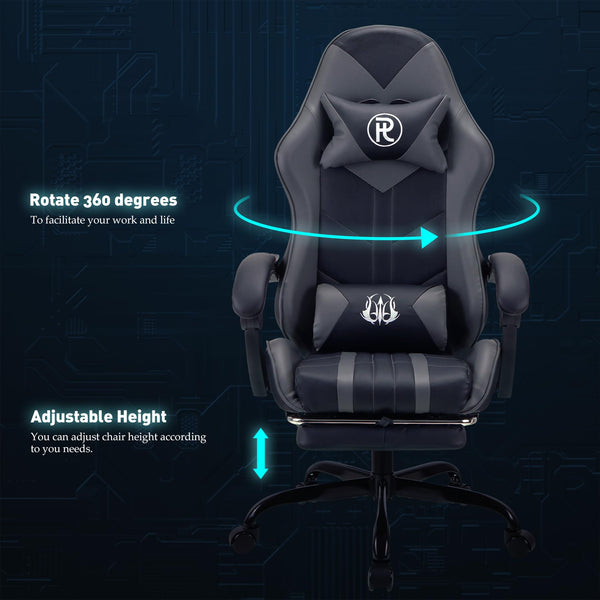 Play haha.Ergonomic reclining seat with footrest adjustable headrest and lumbar cushion high back support padded armrests PU leather finish for gaming home or office use