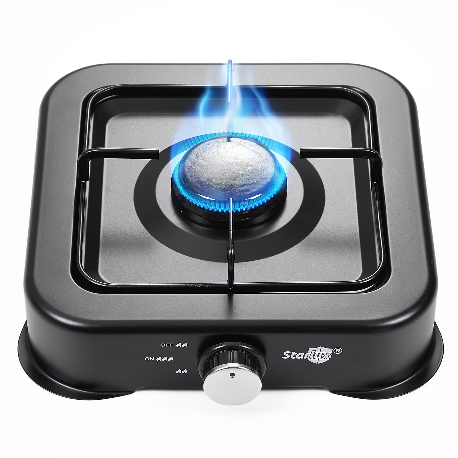 Warmiehomy Camping Gas Stove, Single Burner Portable Gas Stove, 2200W Gas Hob Cooker with Lid, Propane Camp Stoves for Camping, Garden, Travel, Outdoor Cooking