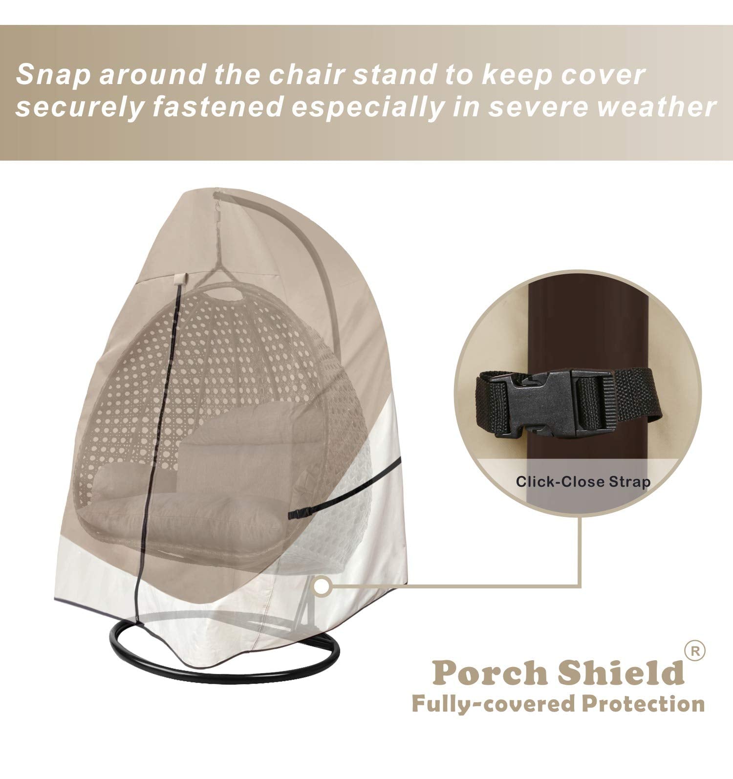 Porch Shield Patio Hanging Egg Chair Cover - Waterproof Outdoor Double Seat Wicker Swing Egg Chair with Stand Protector