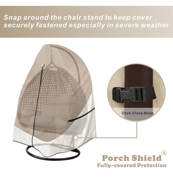 Porch Shield Patio Hanging Egg Chair Cover - Waterproof Outdoor Double Seat Wicker Swing Egg Chair with Stand Protector