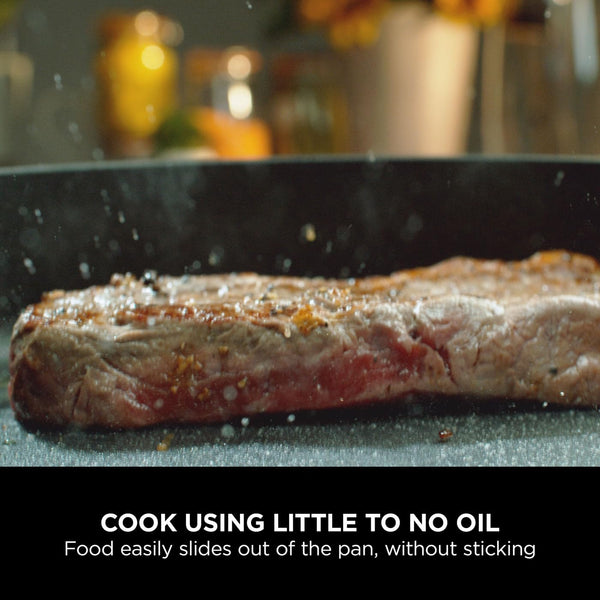 Ninja ZEROSTICK Classic 5-Piece Pan Set [CW55000UK] Aluminium Cookware, Induction Compatible, Dishwasher Safe, Oven Safe to 180°C, Glass Lids, Black