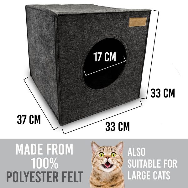 KaraLuna Felt Cat Cave for Shelf e.g. IKEA Kallax or Expedit I Cuddly Cave Shelf I Cat Cave for 2 Cats or Large Cats I Cat Sleeping Place Cat Basket