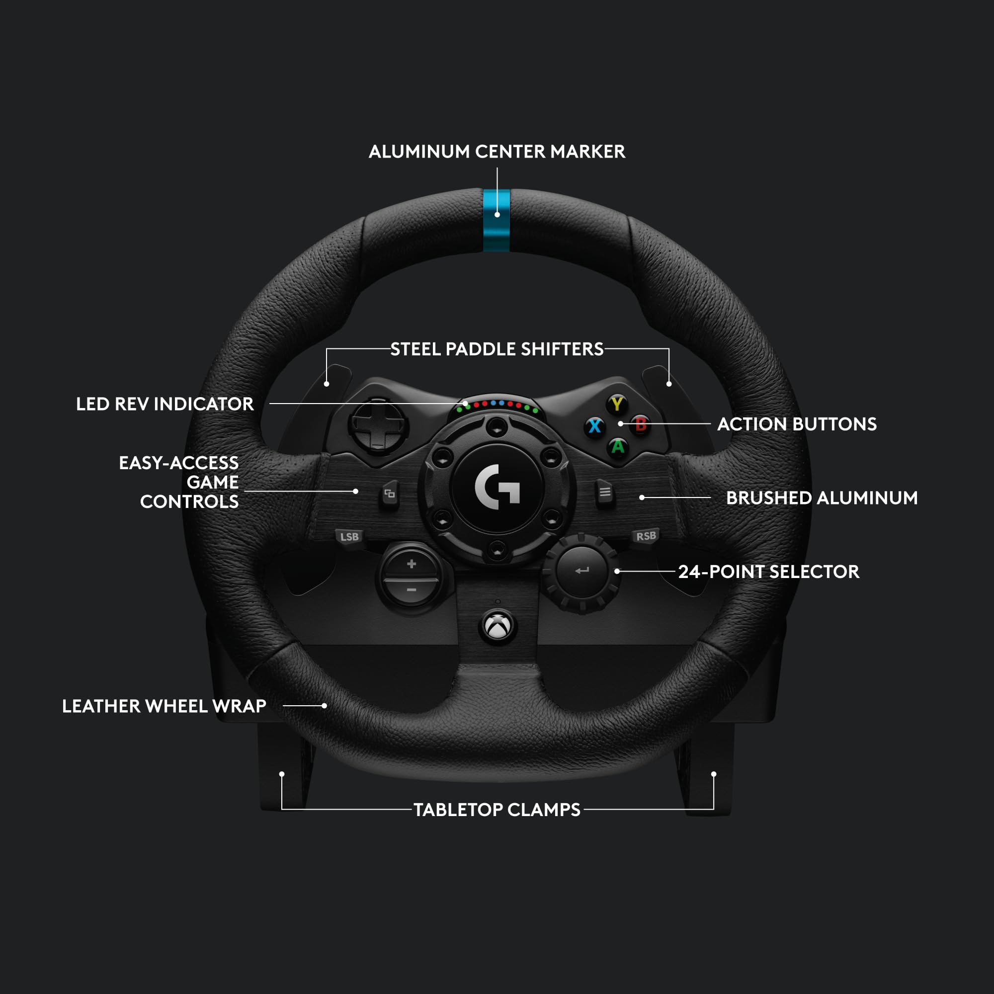 Logitech G G923 Racing Wheel and Pedals, TRUEFORCE up to 1000 Hz Force Feedback, Responsive Driving Design, Dual Clutch Launch Control, Genuine Leather Wheel Cover, for PS5, PS4, PC, Mac - Black