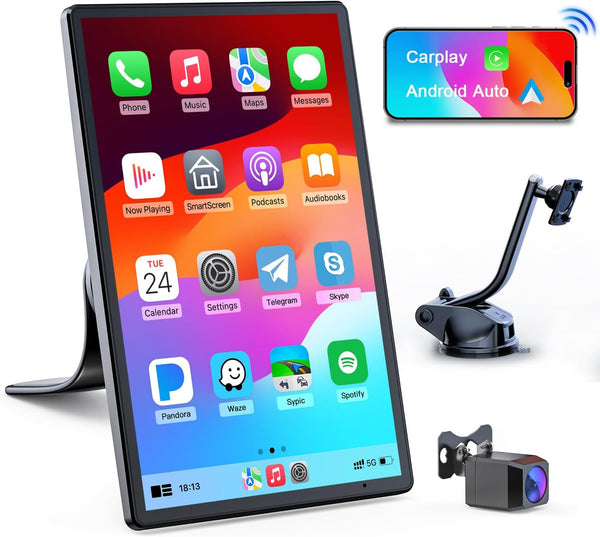 Avylet 8'' Wireless Car Stereo with Apple Carplay & Android Auto, Portrait & Landscape Screen, OTA, Magnetic Mount, Backup Camera, Car Radio, GPS Navigation, Bluetooth, Voice Control, Mirror Link