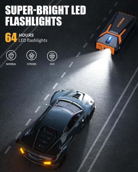 VTOMAN V3PRO Jump Starter Power Pack 2000A,Portable Car Battery Booster Jump Starter with Lithium Jump Pack,Battery Charger Starter with Jumper Cables for Motor(up to 6L Gas/4L Diesel Engines)