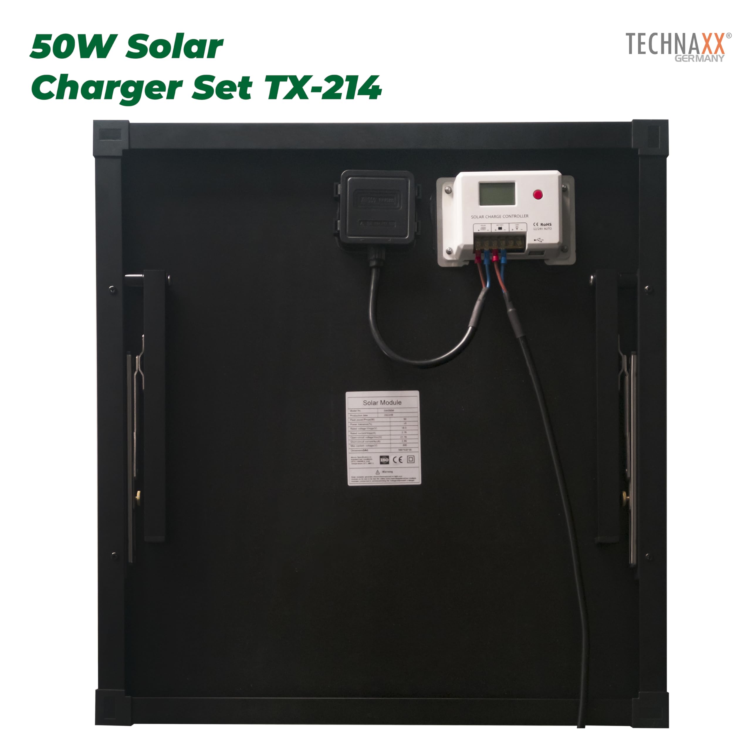 Technaxx 21W Solar Charger with USB for Phone, Powerbank, Tablet, etc. - Perfect for Traveling, Camping and Outdoor - Solar Panel Charging Case TX-207