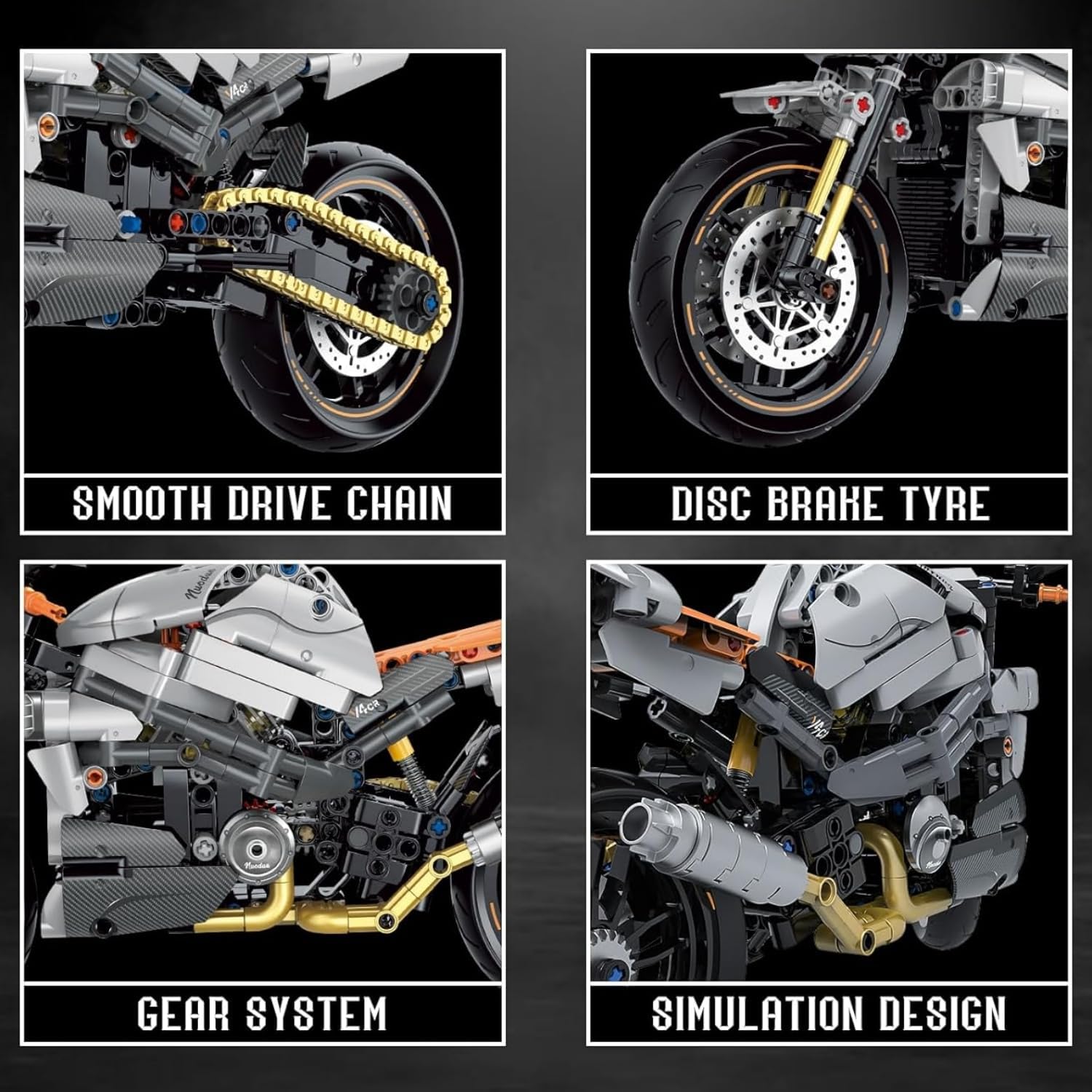 Motorcycle Building Blocks Toys, Motorbike Model Building Kit for Boys, 634 Pieces Construction Engineering Motorcycle Bricks, STEM Educational Toy, Gift for Adults and Kids