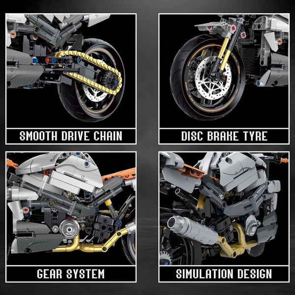 Motorcycle Building Blocks Toys, Motorbike Model Building Kit for Boys, 634 Pieces Construction Engineering Motorcycle Bricks, STEM Educational Toy, Gift for Adults and Kids