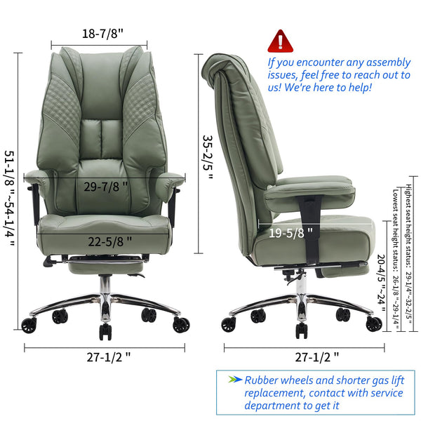 EXCEBET Ergonomic Office Chair – High Back PU Leather Executive Desk Chair with Adjustable Armrests, Swivel Computer Chair for Home/Office, Heavy Duty Support up to 400 lbs