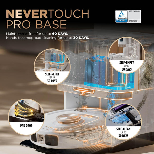 Shark PowerDetect 2-in-1 Robot Vacuum & Mop, NeverTouch Pro 60-Day Self Empty, Self-Refill and Self-Clean Robot Vacuum with 3D & LiDAR Navigation, NeverStuck Obstacle Bypass, WiFi/App White