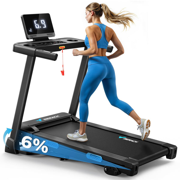 MERACH Foldable Treadmill with Incline, Treadmills for Home for Heavy People, 0.8-12 km/H Walking Pad Treadmill for Home & Office, Save Space, LED Display & Fitness App