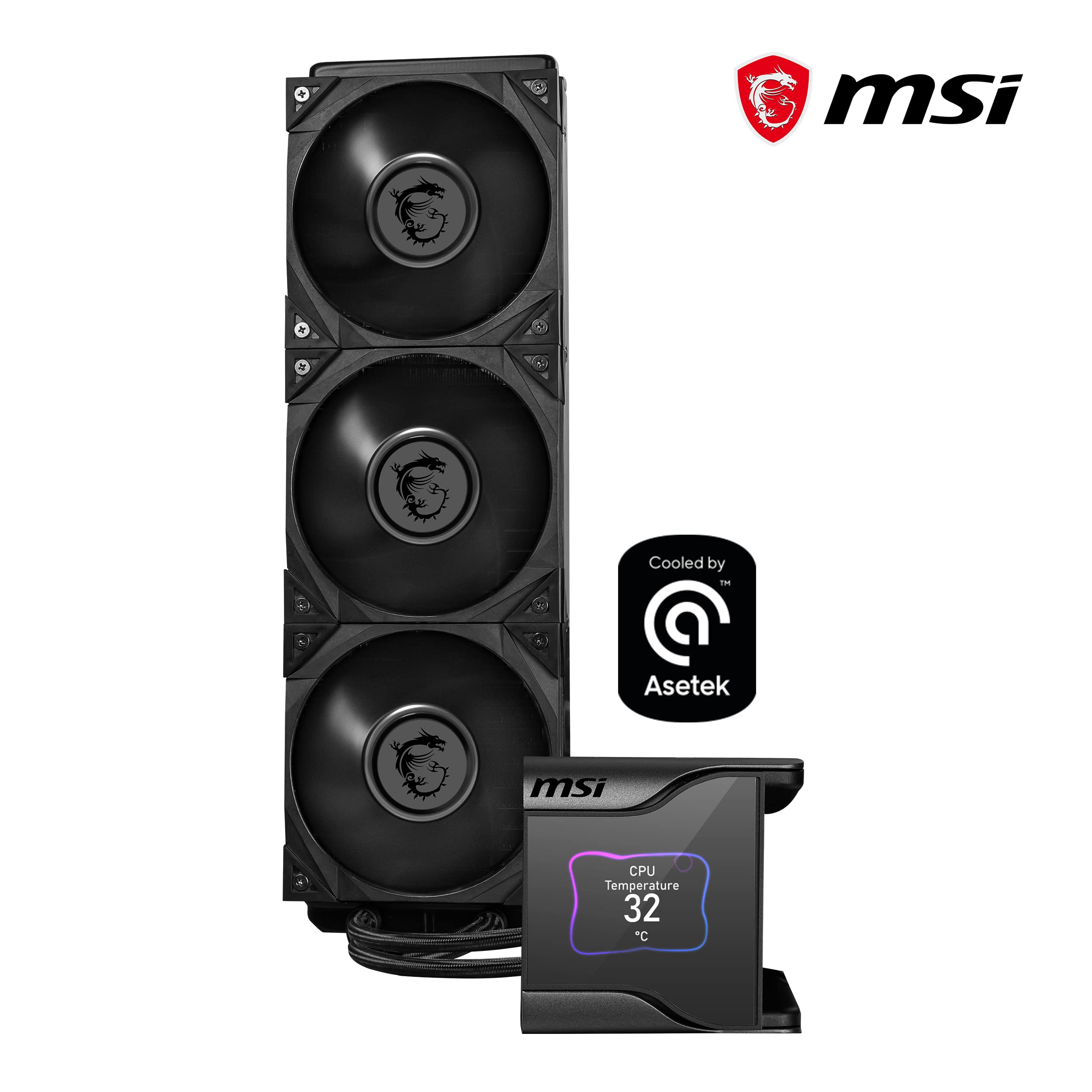 MSI MAG CORELIQUID 360R V2 AIO CPU Liquid Cooler - Rotatable ARGB Blockhead, Integrated Radiator Pump, Split-Flow Water Cooling, Evaporation-Proof Tubing, Easy to Install - AMD & Intel Compatible