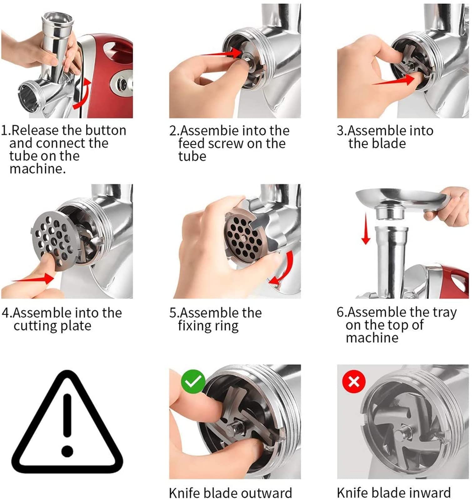 Electric Meat Grinder and Duty Household Sausage Maker Meats Mincer Food Grinding Mincing Machine with Kibbe Attachement  Powerful 2800W Copper