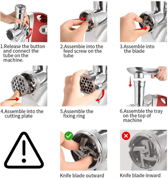 Electric Meat Grinder and Duty Household Sausage Maker Meats Mincer Food Grinding Mincing Machine with Kibbe Attachement  Powerful 2800W Copper