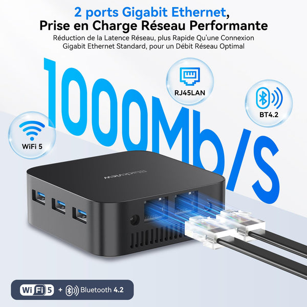 Blackview MP100 Aesthetic Mini PC Win 11 Pro, Ultra-Fluid 144Hz, AMD Ryzen 7430U, 16GB RAM 512GB SSD Mini Desktop Computer, Smart RGB, 3-Year Guarantee, WiFi 6/BT 5.2, Triple 4K Display for Home