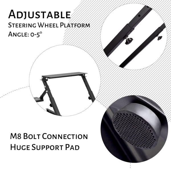 Anman Racing Wheel Cockpit Steering Wheel Stand With Seat Gaming Simulator Cockpit Adjustable Fit For Logitech G25 G27 G29 G920 G923 Thrustmaster T80 T150 NOT Include Wheel Shifter and Pedals