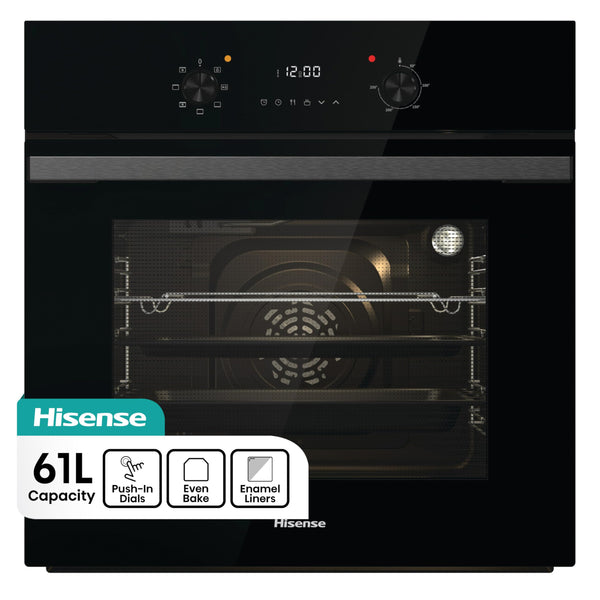 Hisense BI64211PB 77 Litre Built In Electric Single Oven With Pyrolytic Cleaning, Pizza Mode, Multiphase Cooking- Black 22x23x23 inches (LxWxH) - A+ Rated, Extra Large