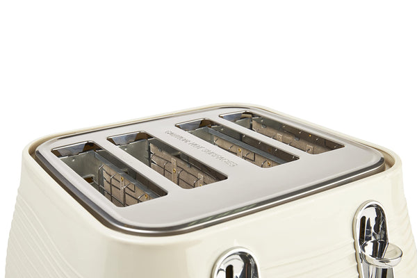 Haden Devon Cream 4 Slice Toaster - 6 Browning Settings, 4 Slice Toaster with Wide Slots, Toaster 4 Slice with Defrost, Reheat And Cancel Settings