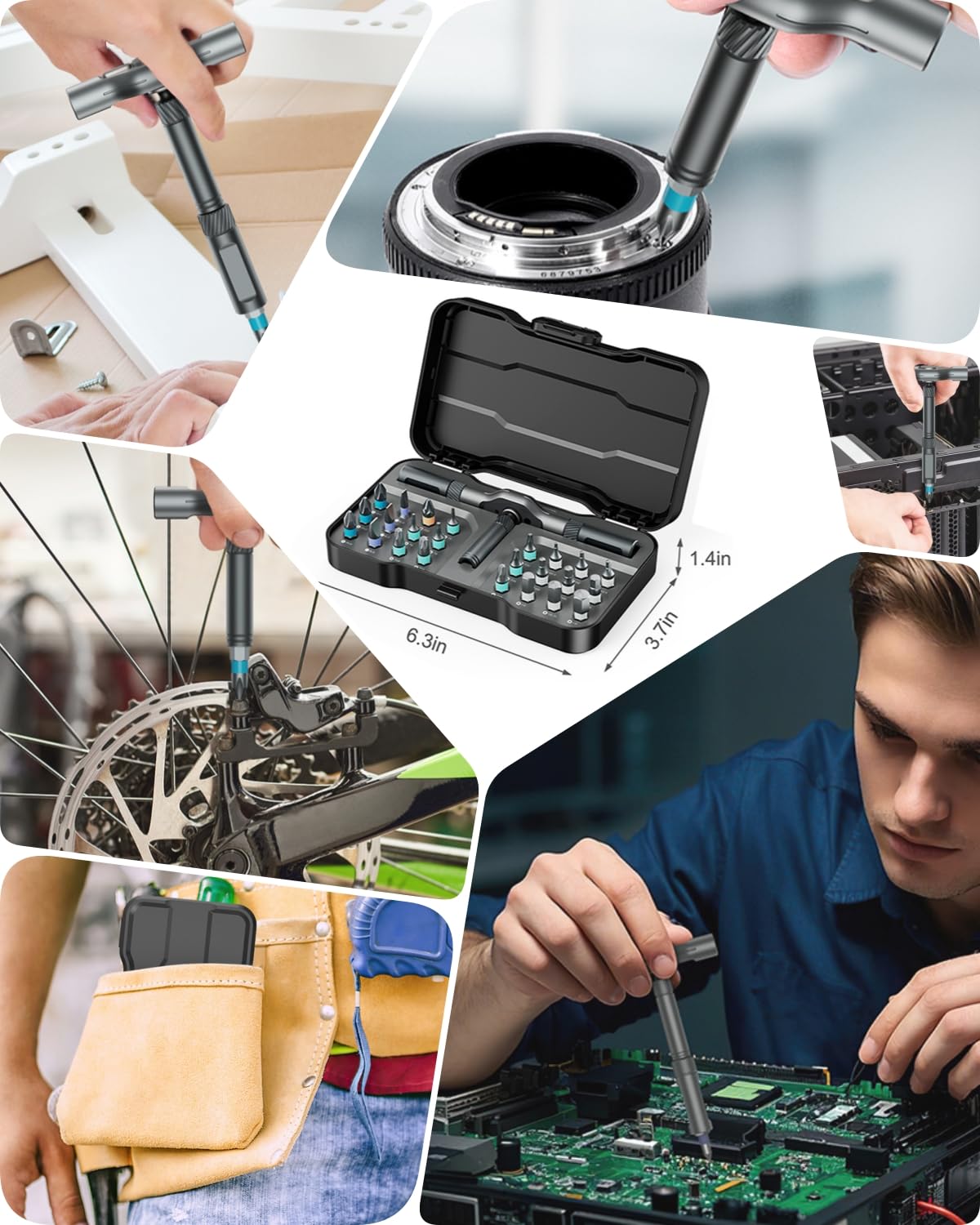 ORIA 24 in 1 Magnetic Ratchet Screwdriver Set with S2 Steel Bits & Detachable T-Handle, Portable Tool Kit in Case for Home DIY, Computer, Electronics Repair, Furniture