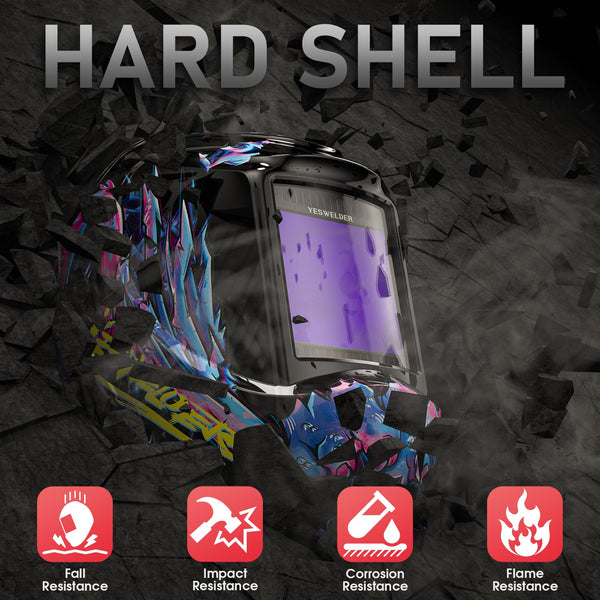 YESWELDER Welding Mask True Colour Large View 10X9cm Auto Darkening Welding Helmet Solar Powered Replaceable Battery, 4 Premium Sensors Wide Shade 4/5-9/9-13 for TIG MIG ARC CUT GRIND Welder Mask