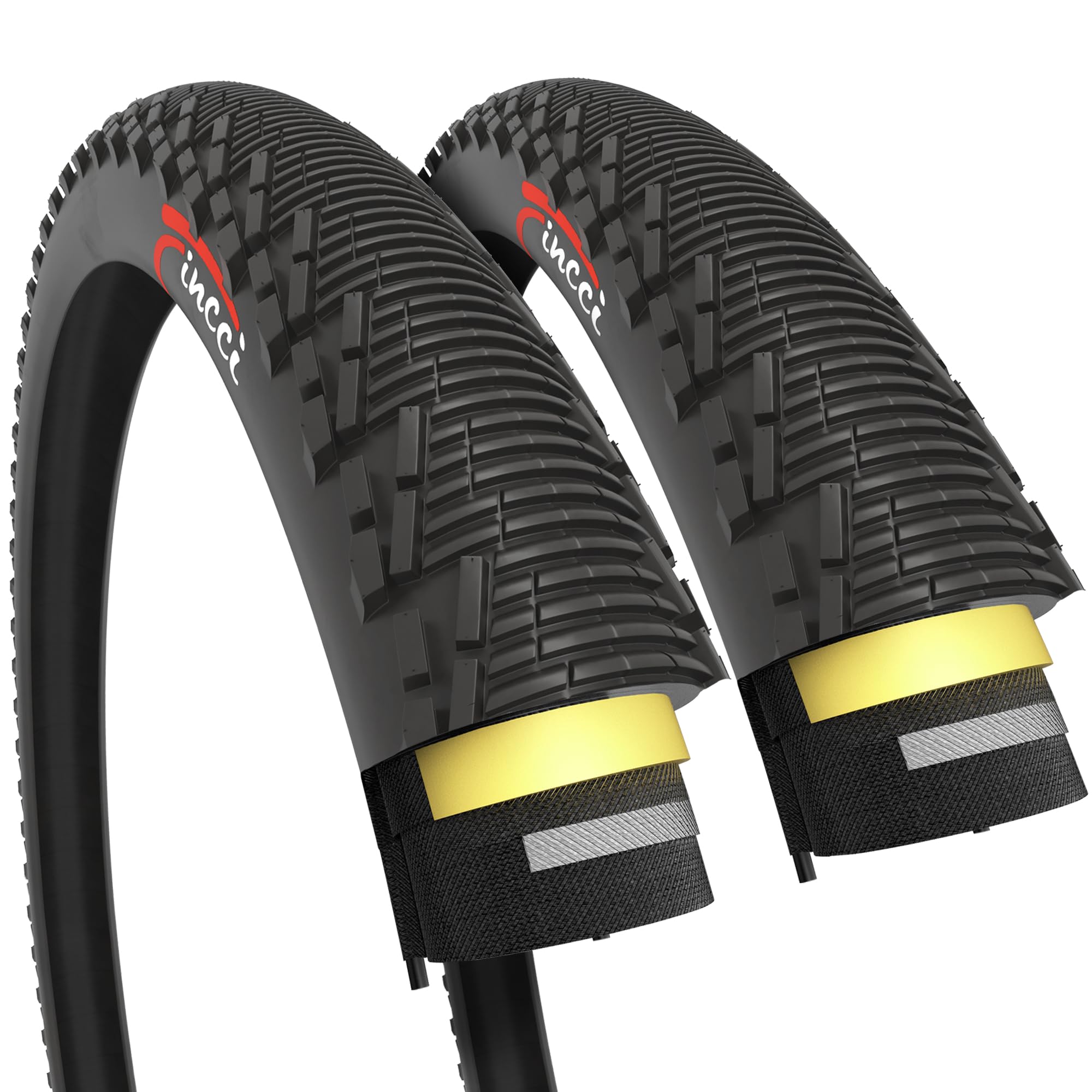 Fincci Pair Bike Tyres 26x1.95 Inch 53-559 MTB Hybrid Tyre with 3mm Anti puncture Proof Protection 60 TPI for Cycle Road Mountain Hybrid Bike Bicycle