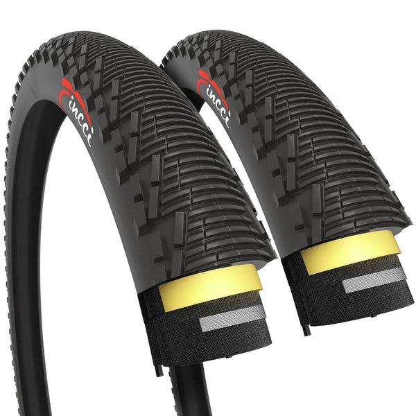 Fincci Pair Bike Tyres 26x1.95 Inch 53-559 MTB Hybrid Tyre with 3mm Anti puncture Proof Protection 60 TPI for Cycle Road Mountain Hybrid Bike Bicycle