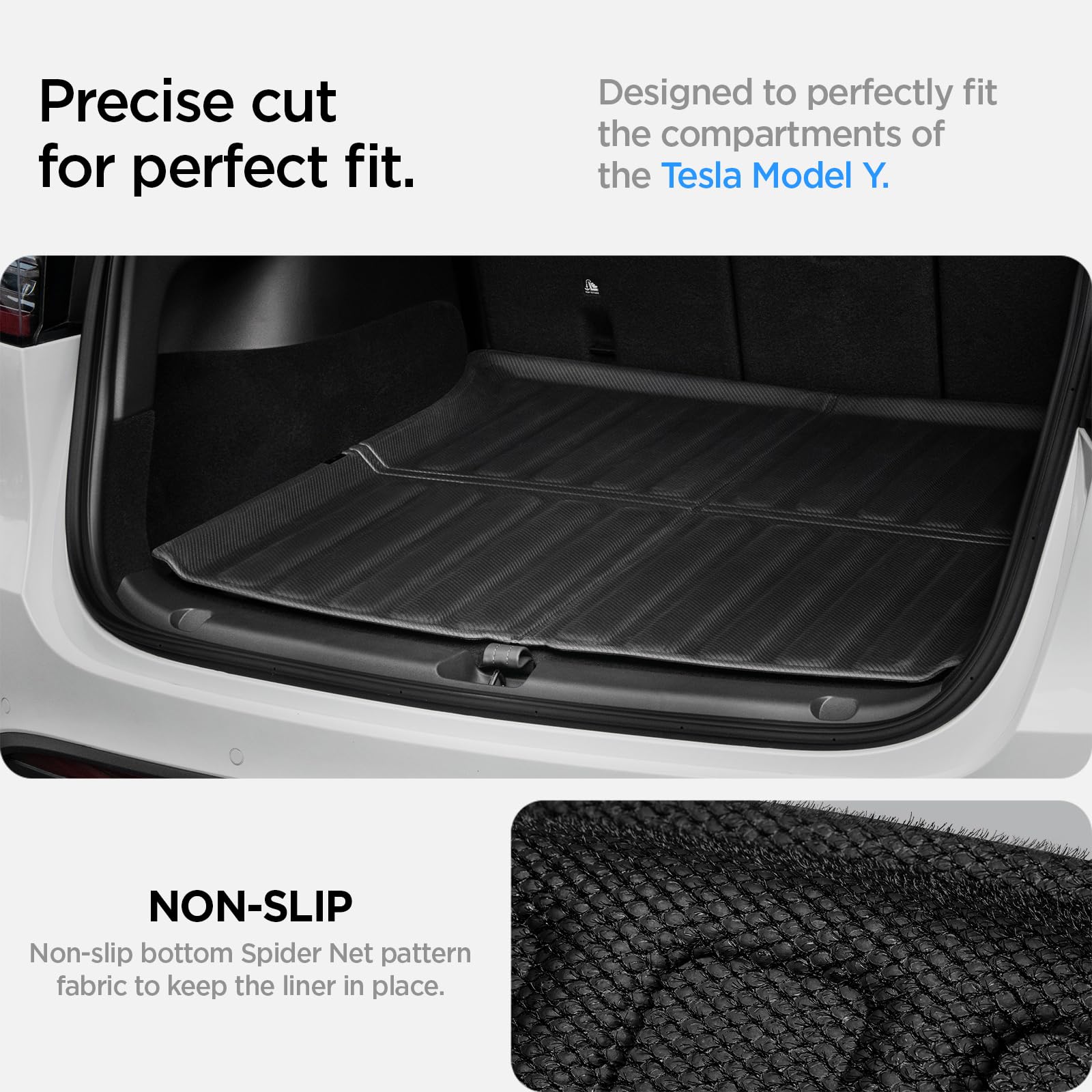 Spigen Tesla Model Y (~2024) Front Trunk Mat Cargo Liner, All Weather Floor Mats, Boot Liner, Waterproof, Easy To Clean Material, Designed for Model Y Accessories - Carbon Edition
