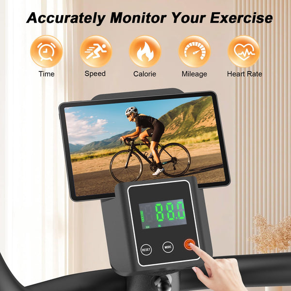 Jupgod Recumbent Exercise Bike, Recumbent Stationary Bike, 150KG Weight Capacity & 8-level Resistance, Magnetic Recumbent Bike with LCD Monitor, Heart Rate Handle