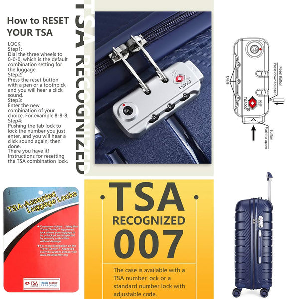 Kono Lightweight Suitcase Hand Luggage Polypropylene Hard Shell Travel Trolley