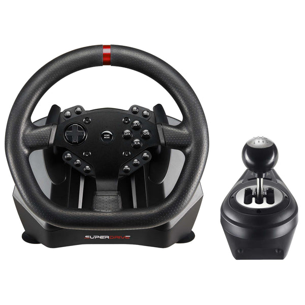 Subsonic Superdrive GS650X racing wheel with manual shifter, 3 pedals, and paddle shifters for Xbox Serie X/S, PS4, Xbox One (programmable)